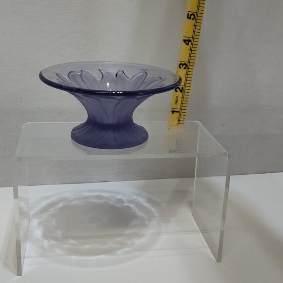 Viking Glass Co. Purple Art Deco Frosted Flower Pedestal Bowl Handmade USA VTG - Picture 8 of 8
